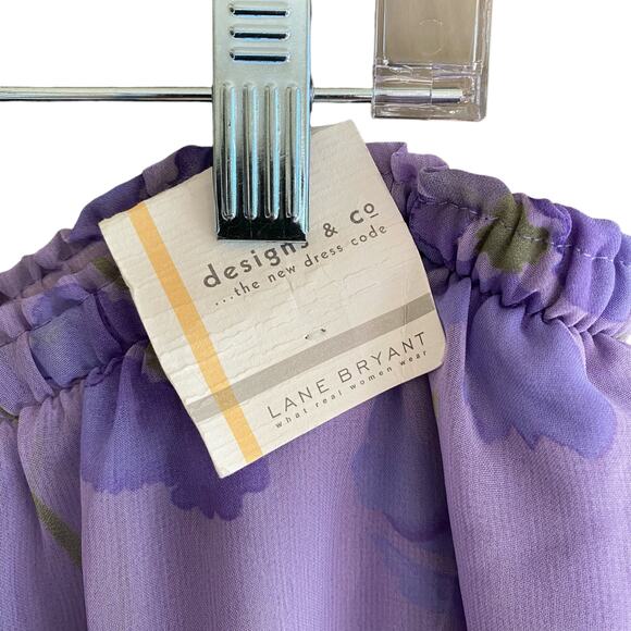 LANE BRYANT NWT Size 18 / 20 Chiffon Pants Lined Floral Elastic Waist Pull-On - Picture 2 of 9